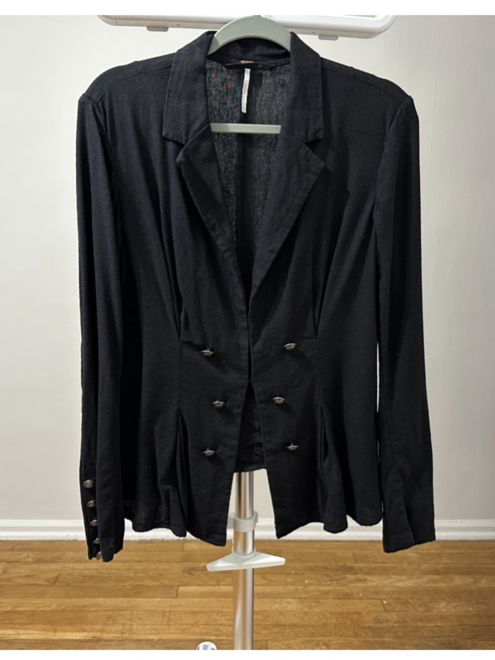 Free People Black Double-Breasted Tailored Blazer size M
